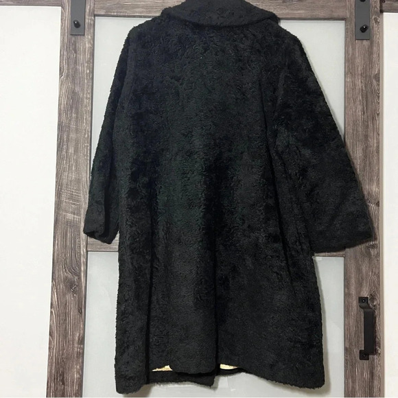 Vintage 1960's Fingerhut Fashion Jackie O Black Coat Black w/ Metal Buttons - Picture 2 of 14